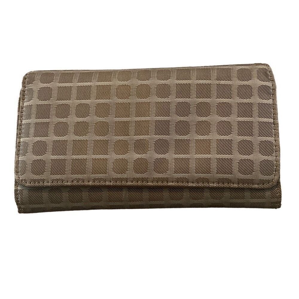 Checkered Billfold Wallet Clutch ID Card Holder Travel Vacation Elegant Neutral